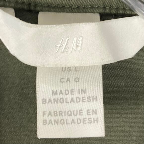 NWOT H&M Jumpsuit Women L”Boiler-Suit”Green Tie Zip-Up Pocket Long-Sleeve Cotton - Picture 4 of 16